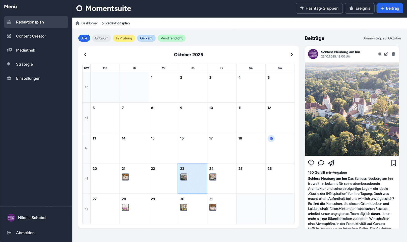 Momentsuite App Dashboard